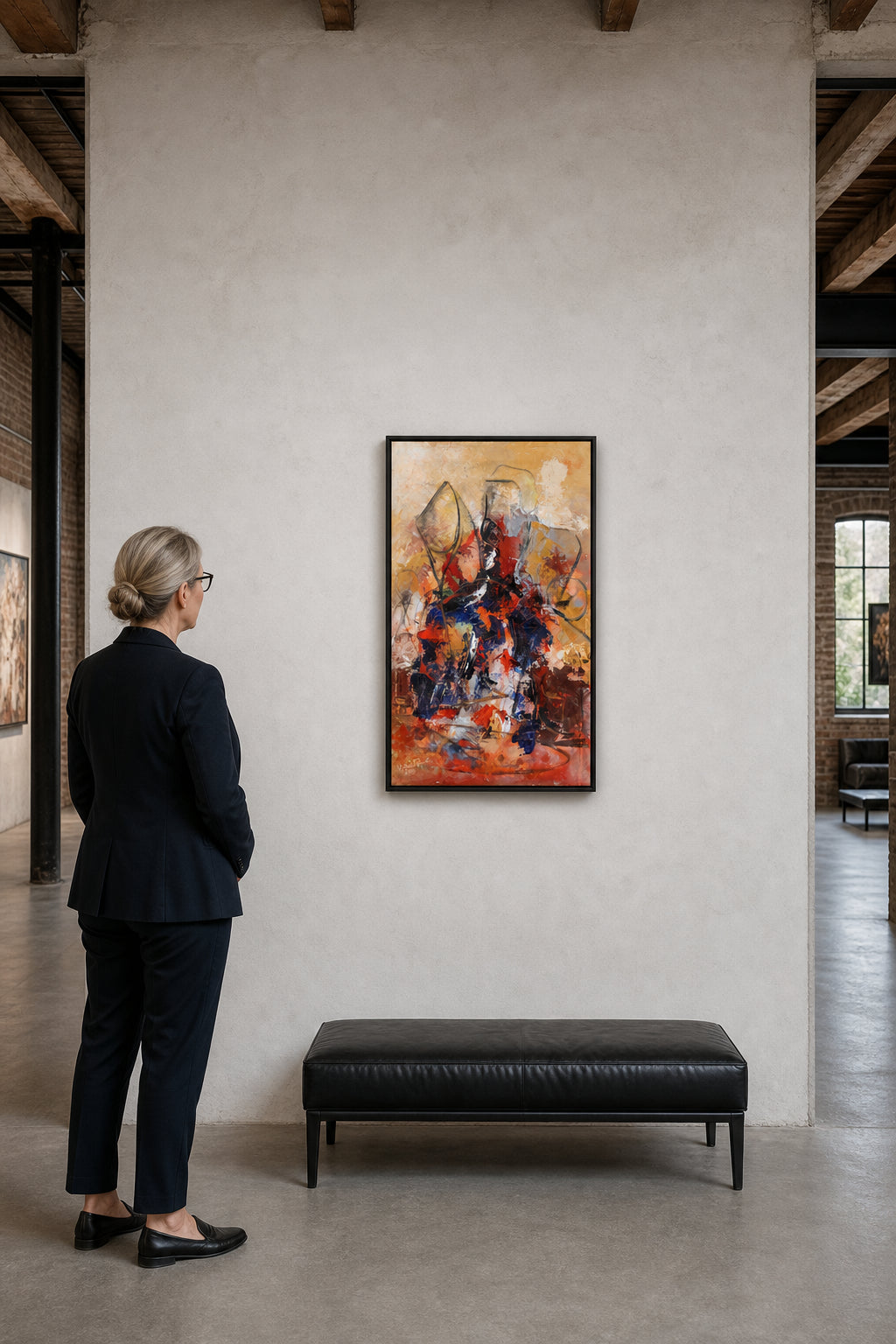 Bold Abstract Forms in Red and Blue - shown to scale