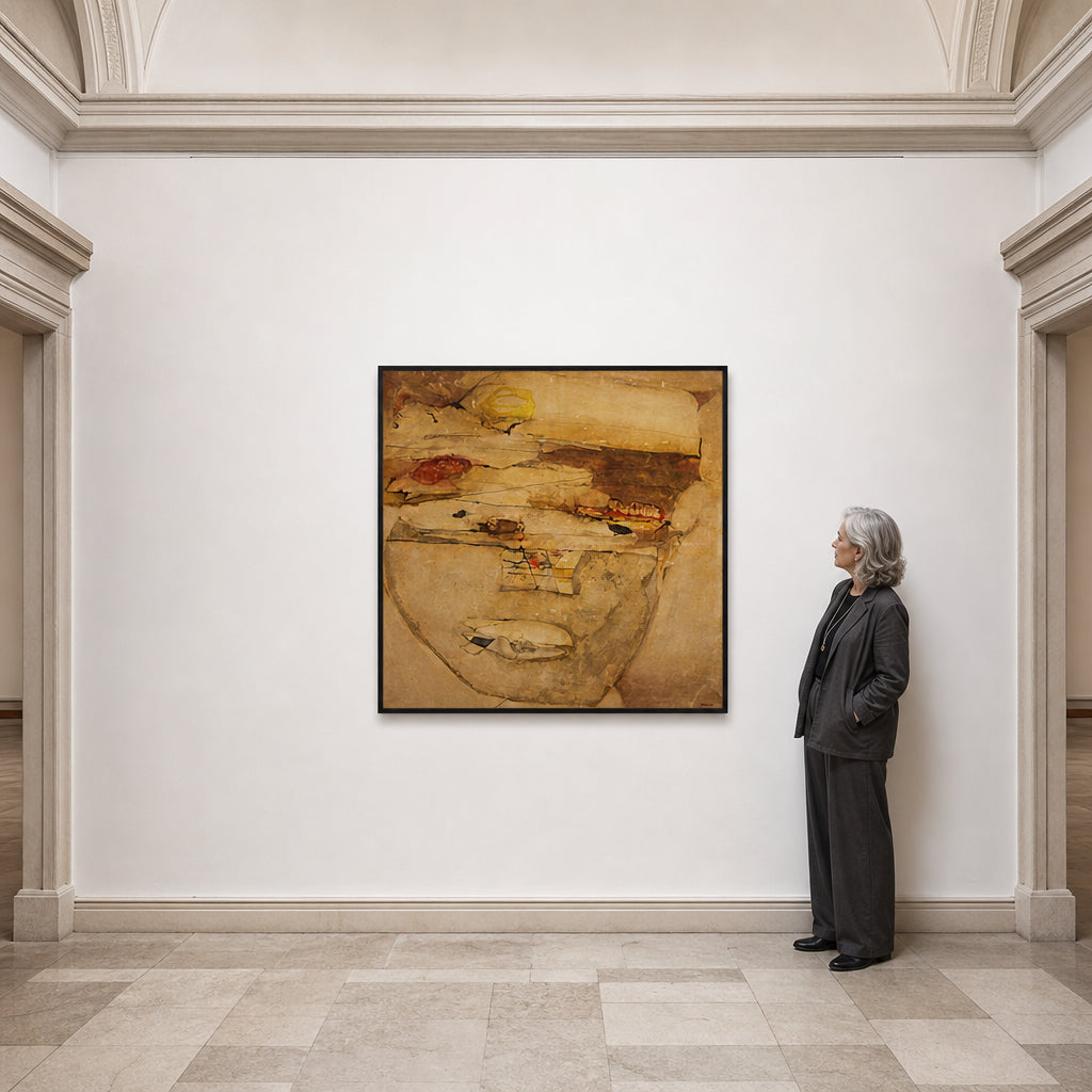 Abstract Face with Earth Tones - shown to scale