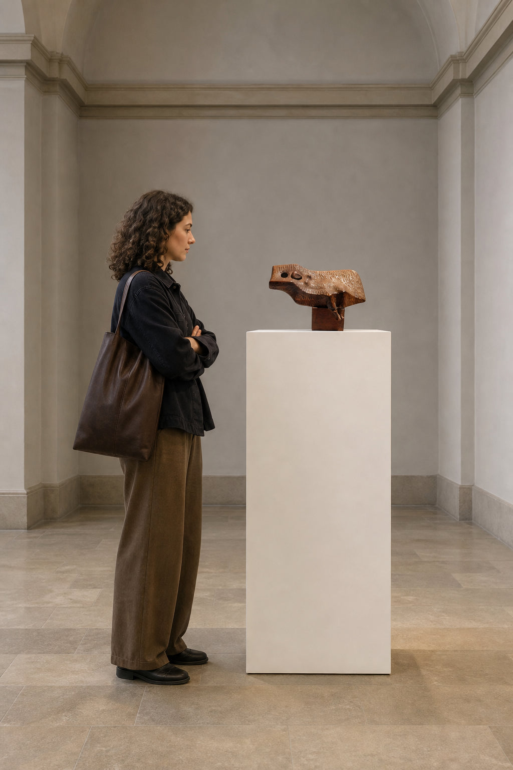 Abstract Animal Form Wooden Sculpture - shown to scale