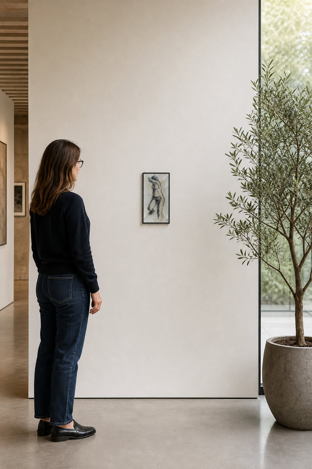 Standing Female Nude Figure Study - shown to scale