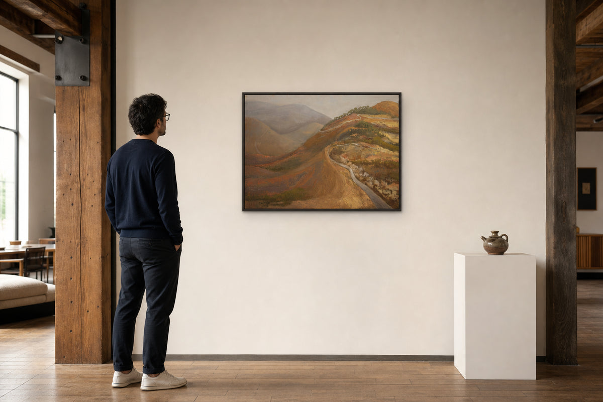 Winding Road Through Mountain Hills - shown to scale