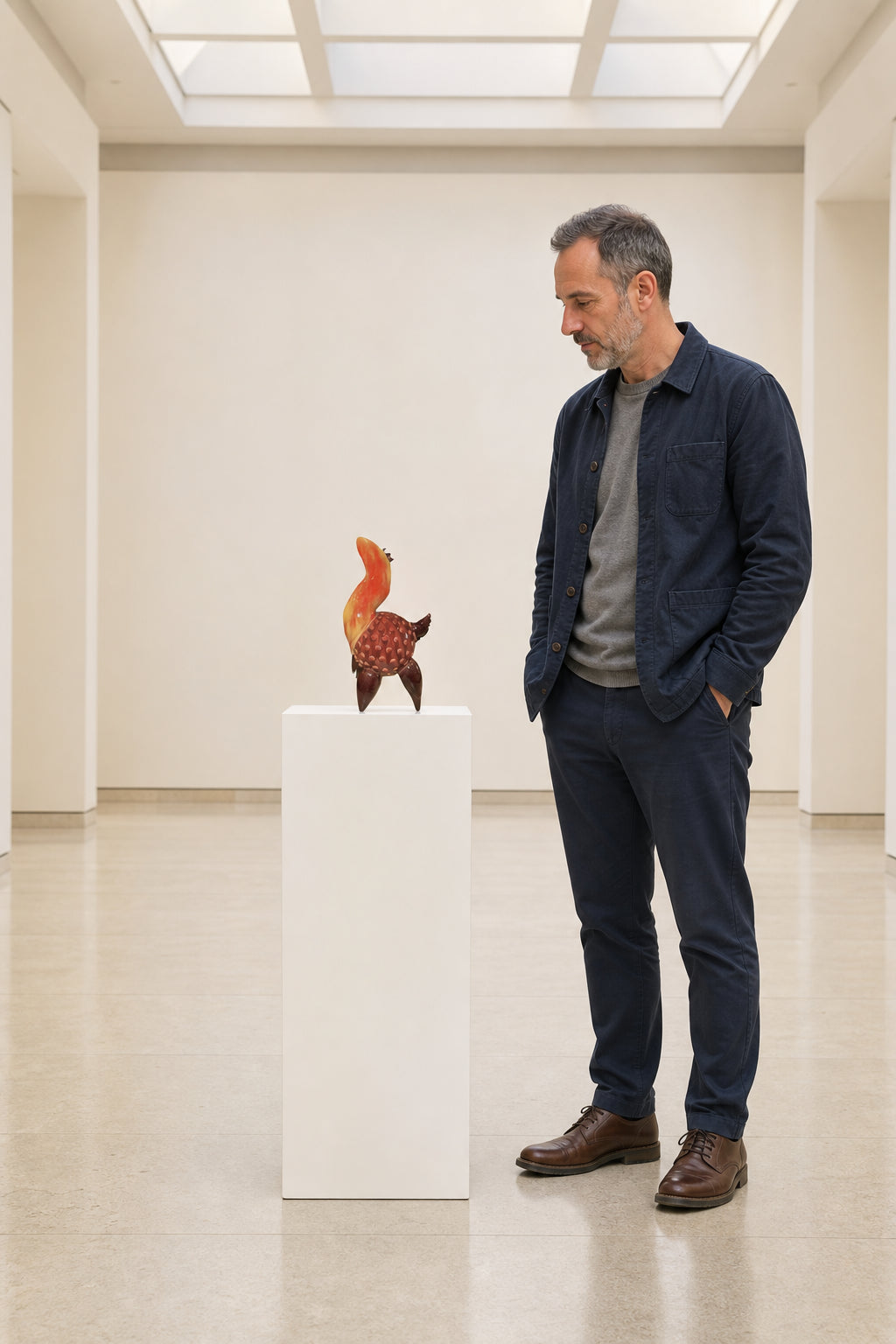 Glazed Ceramic Bird Sculpture - shown to scale