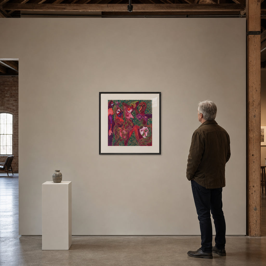 Group of Abstracted Figures in Red - shown to scale