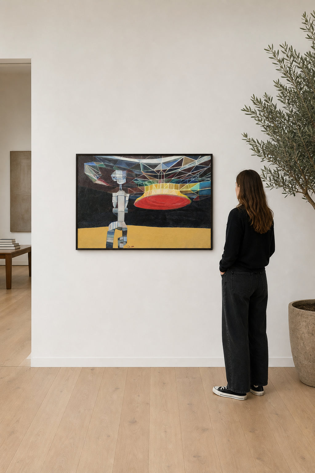 Geometric Forms with Red Disc - shown to scale
