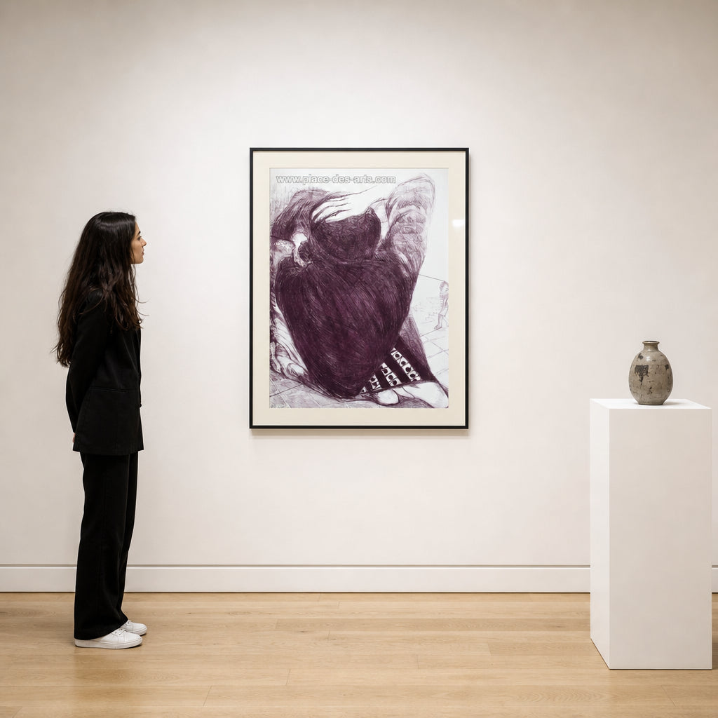 Crouching Figure with Distant Child - shown to scale