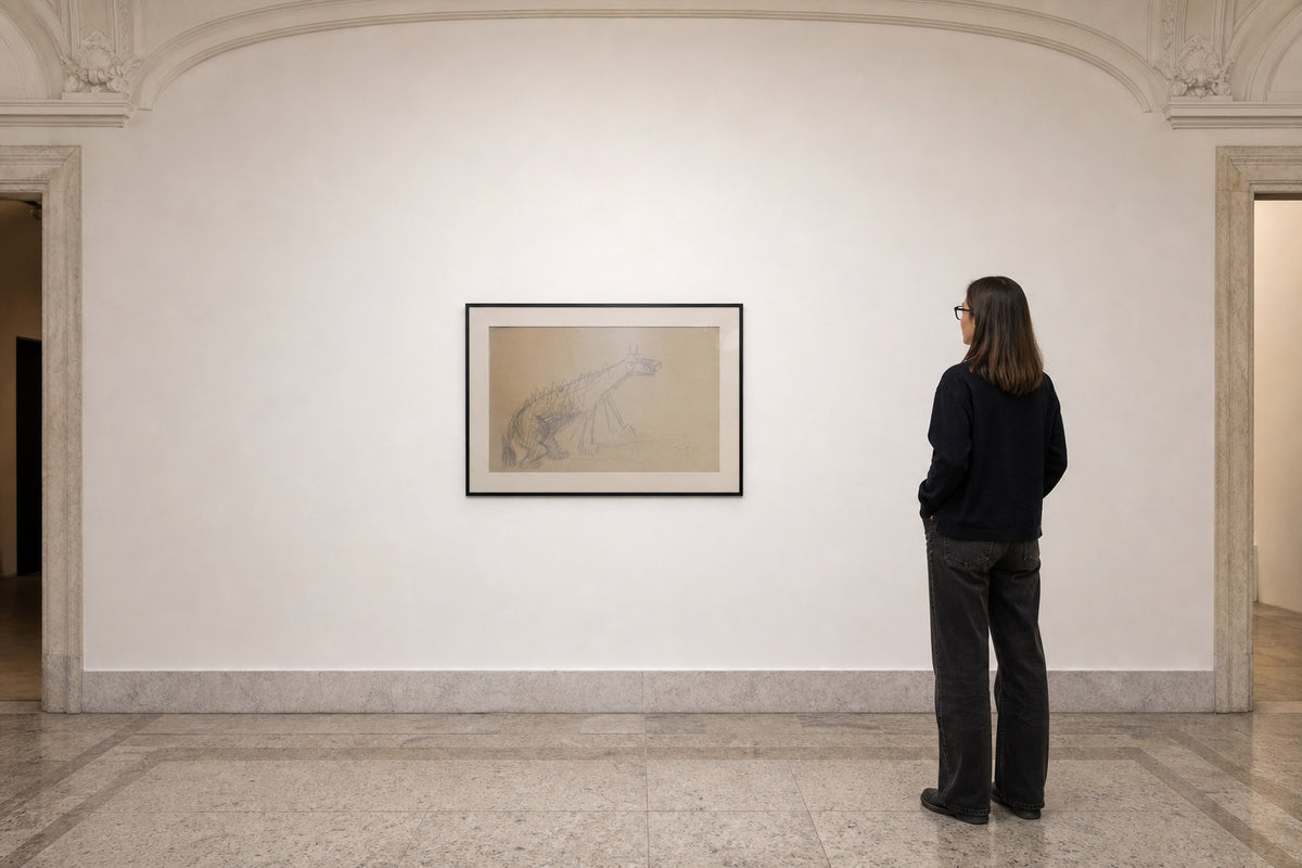 Sketched Animal Figure in Motion - shown to scale