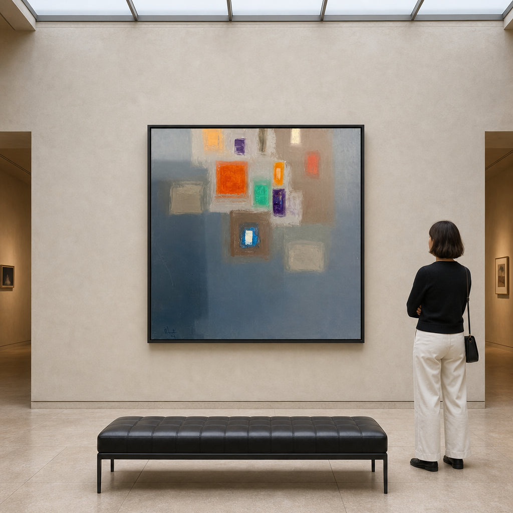 Coloured Rectangles on Grey Blue - shown to scale