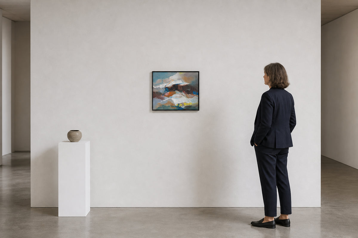 Abstract Landscape with Blue Accents - shown to scale