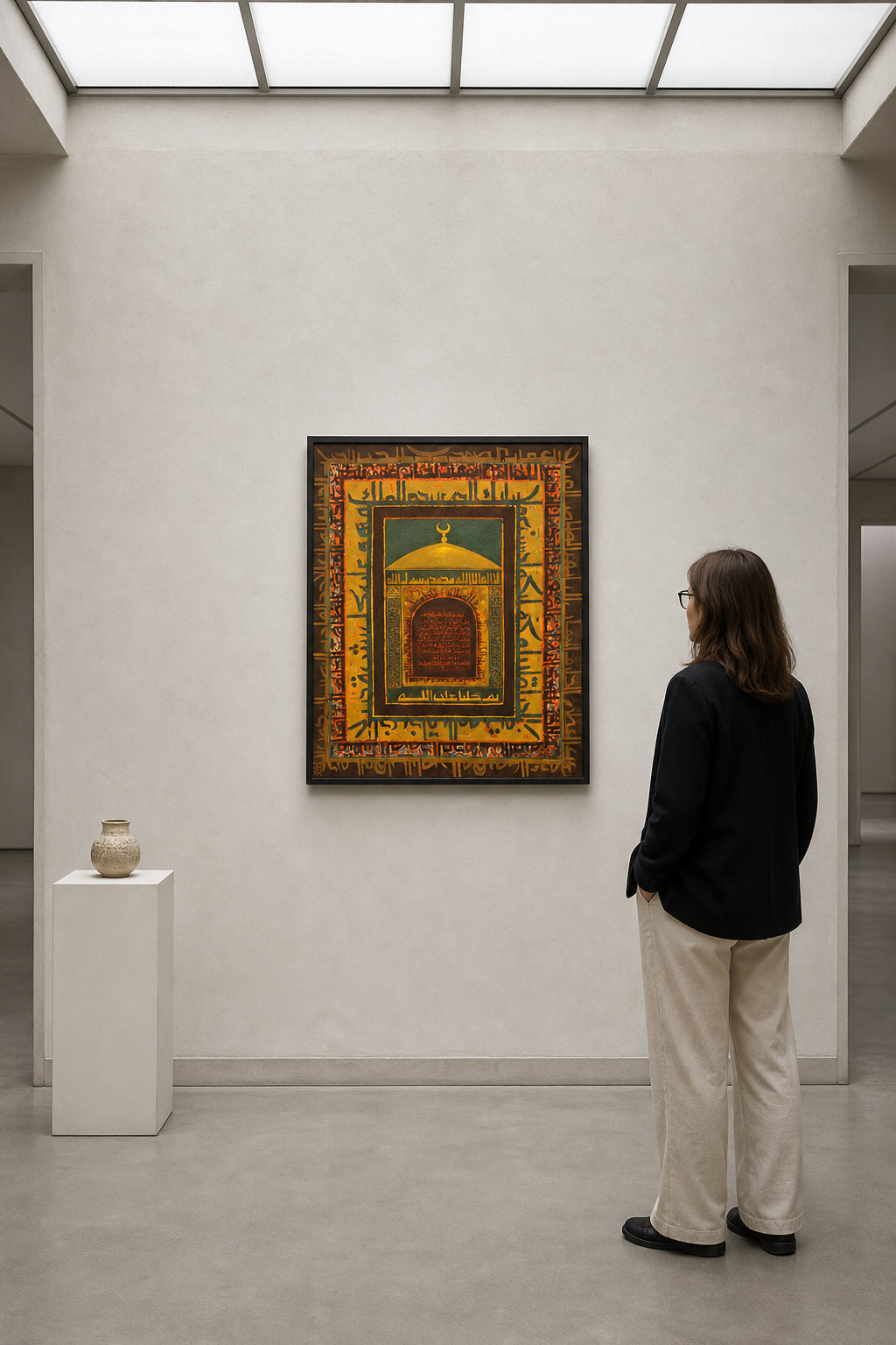 Islamic Calligraphy Mihrab with Crescent Dome - shown to scale