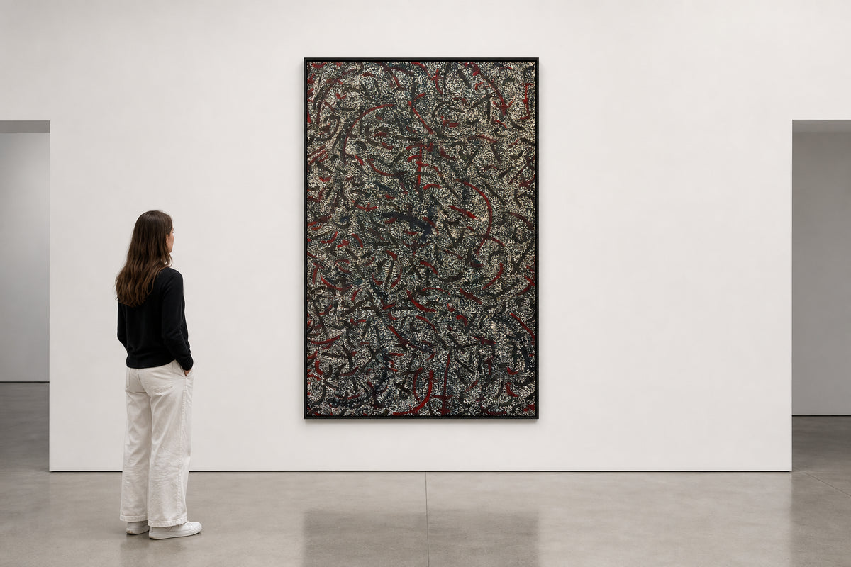 Dense Layered Abstract Lines and Marks - shown to scale