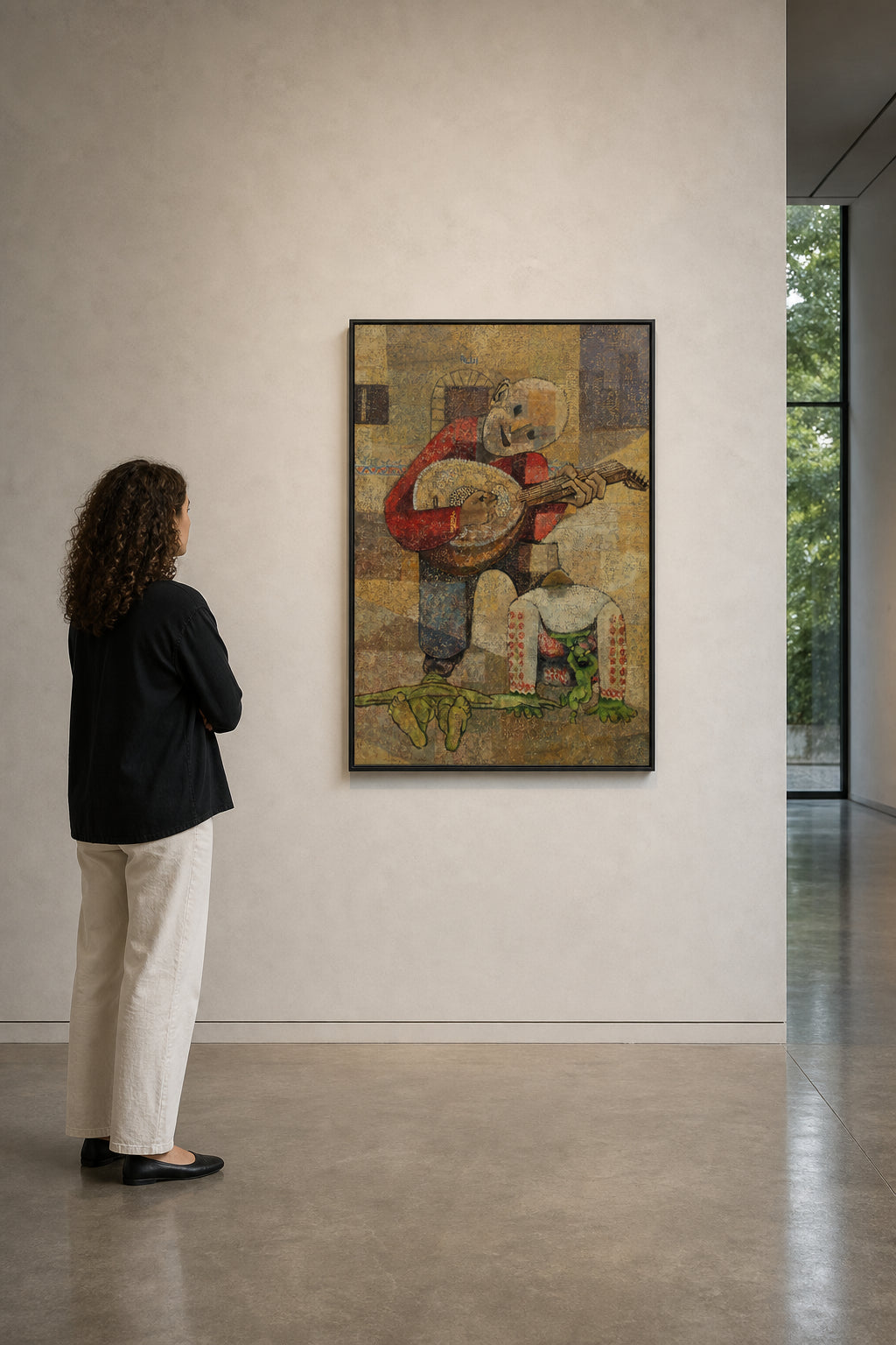 Musician Playing Oud with Figure - shown to scale