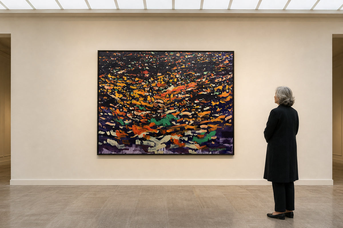 Colorful Brushstrokes on Dark Background - shown to scale