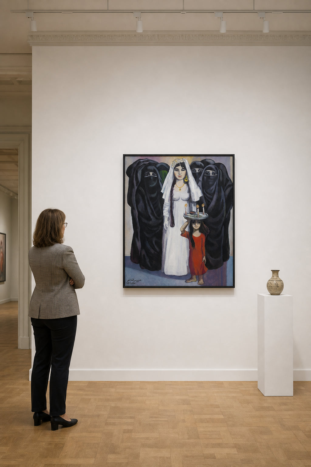 Bride with Veiled Women and Child - shown to scale