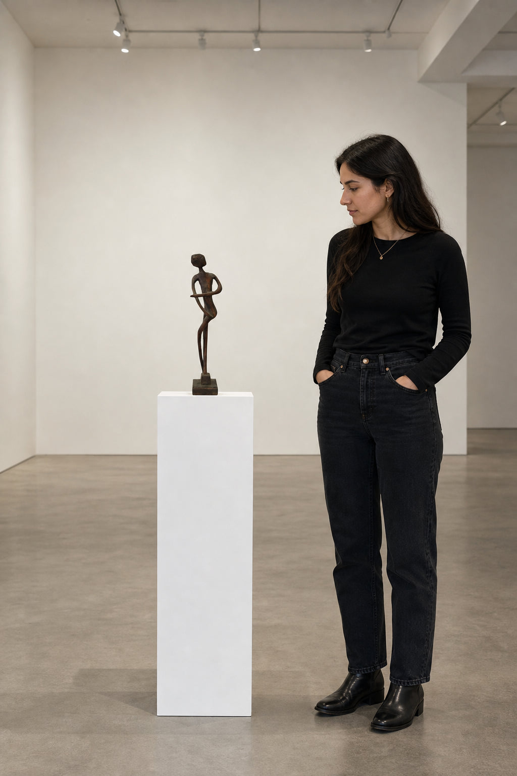 Abstract Standing Female Figure Sculpture - shown to scale