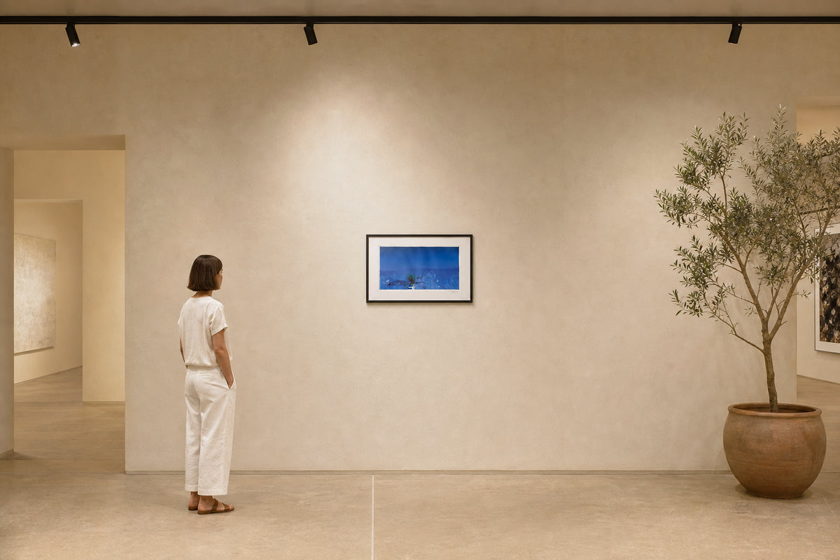Abstract Blue Figures in Motion - shown to scale