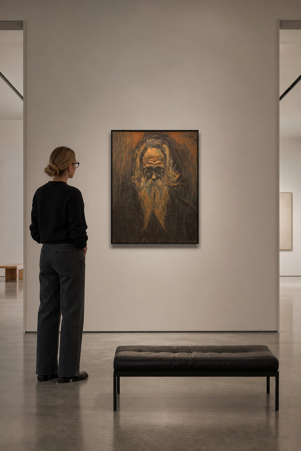 Portrait of an Old Bearded Man - shown to scale