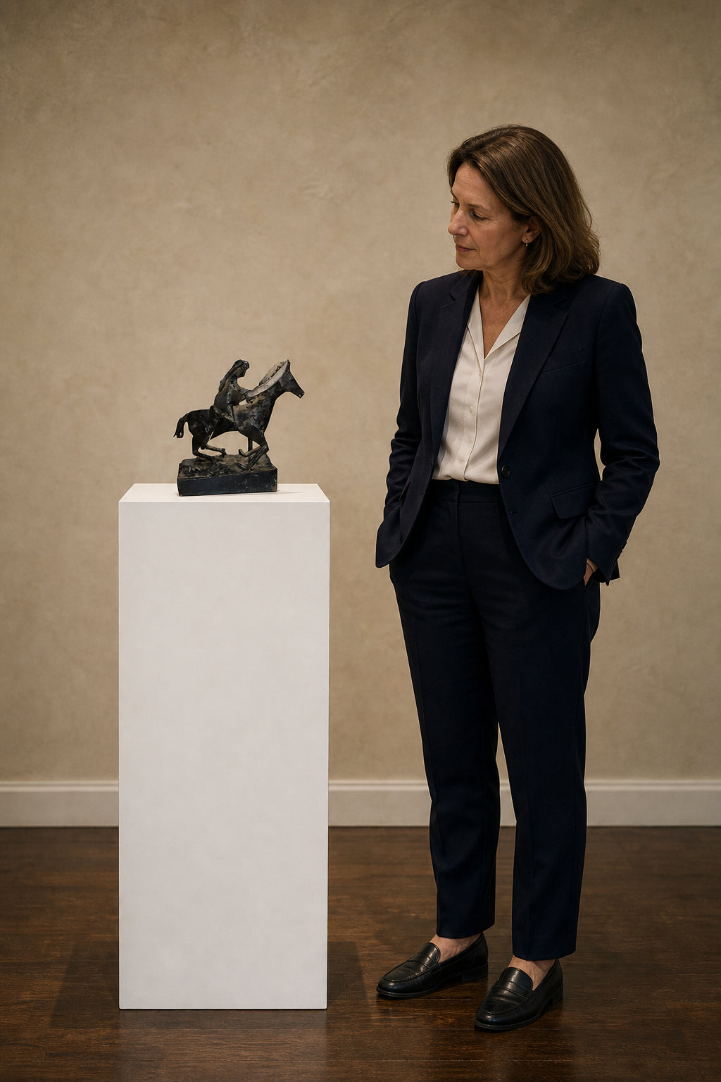 Rider on Horseback Sculpture - shown to scale