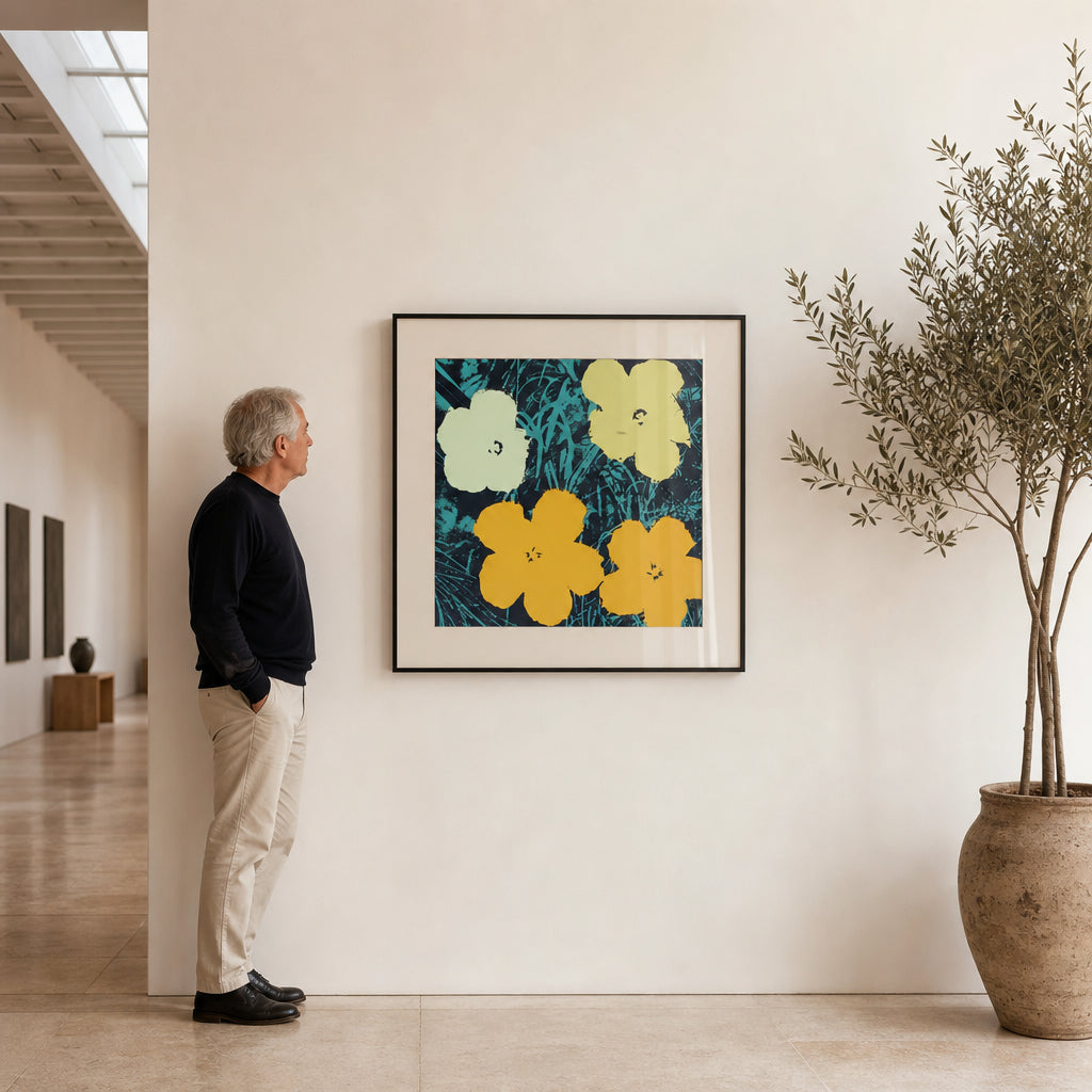 Four Flowers Yellow and Green - shown to scale