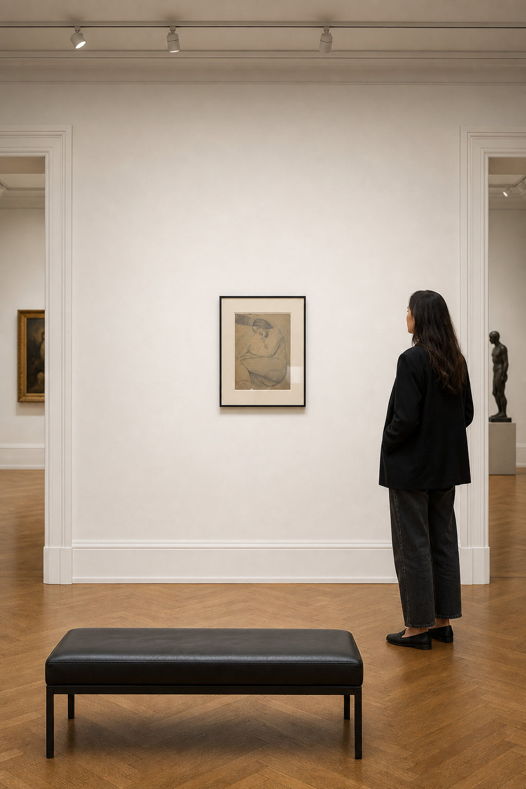 Seated Nude Figure Resting Head - shown to scale