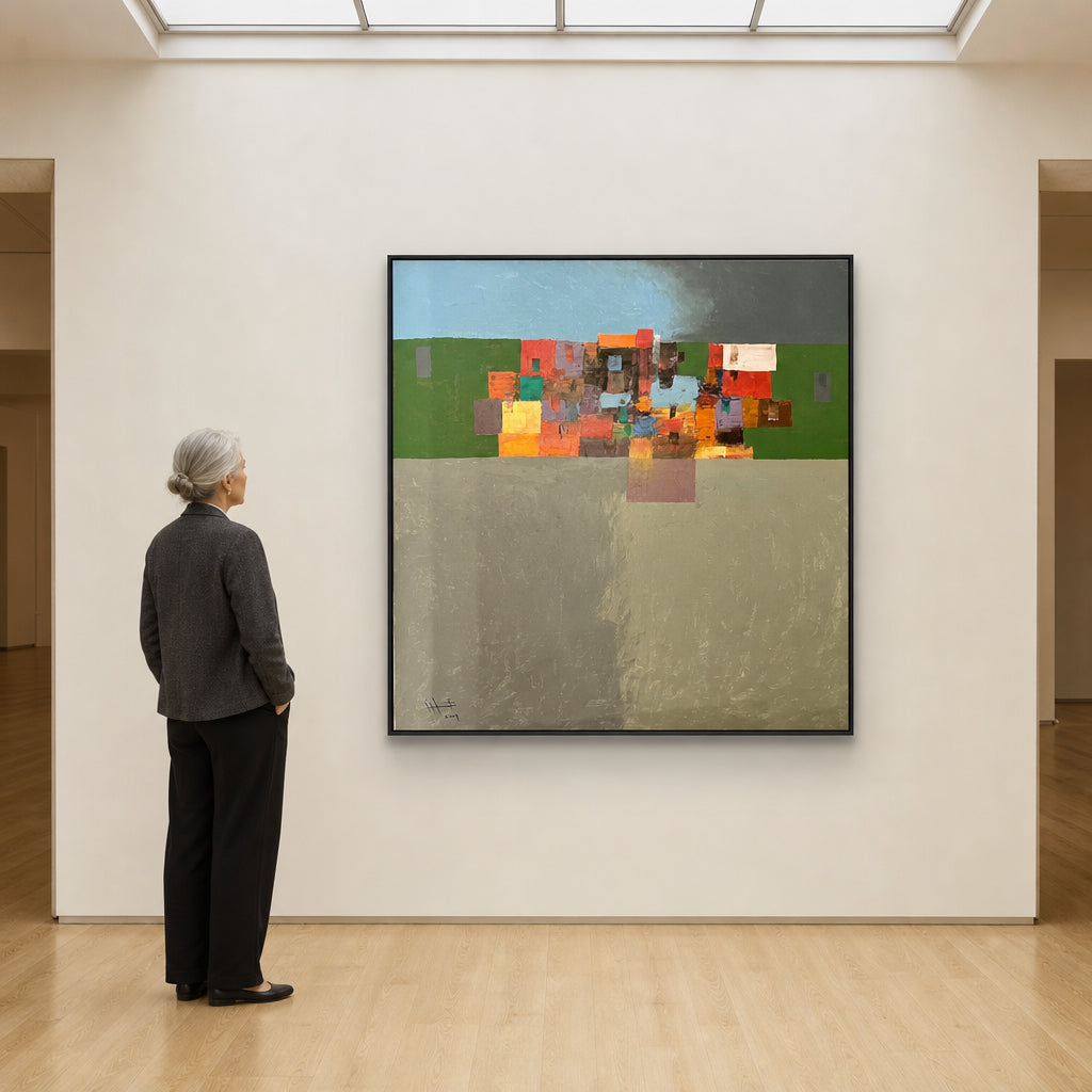 Abstract Village of Colorful Blocks - shown to scale
