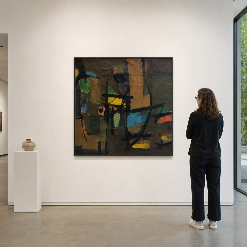 Dark Abstract Forms with Bold Lines - shown to scale