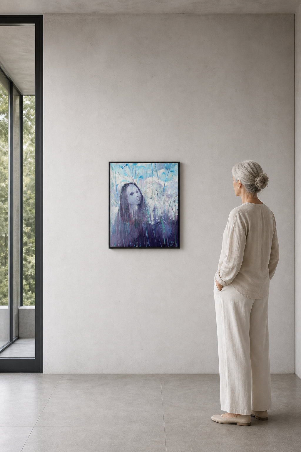 Woman Among Tall Wild Grasses - shown to scale