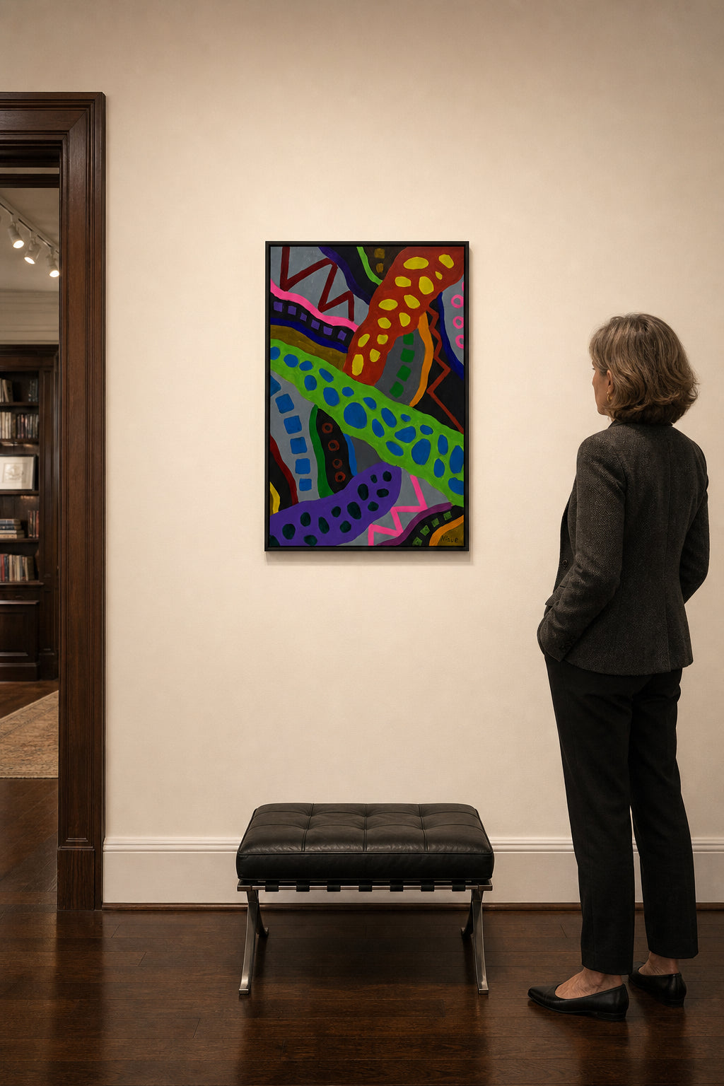 Colourful Abstract Organic Spotted Bands - shown to scale