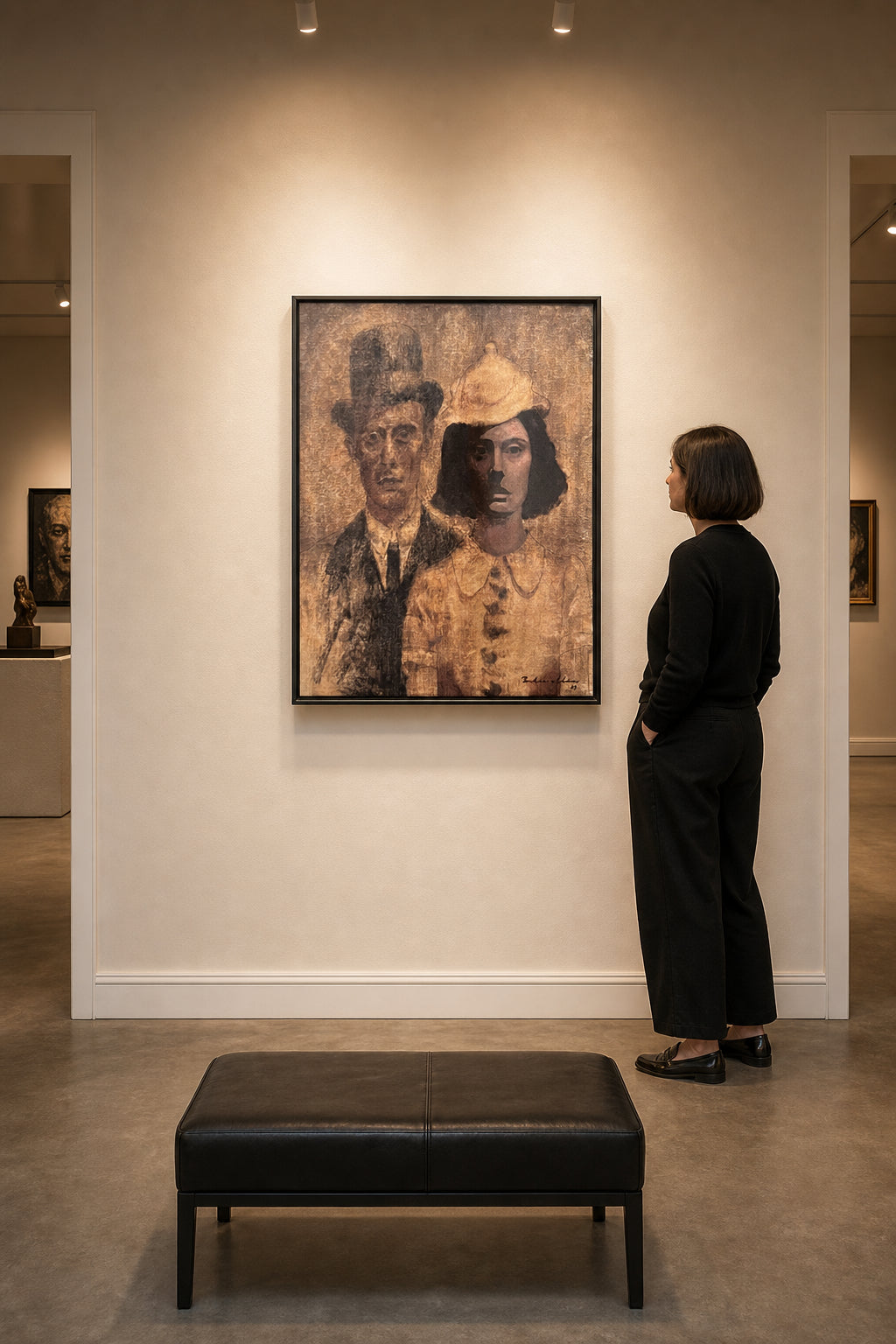 Man and Woman in Vintage Hats - shown to scale
