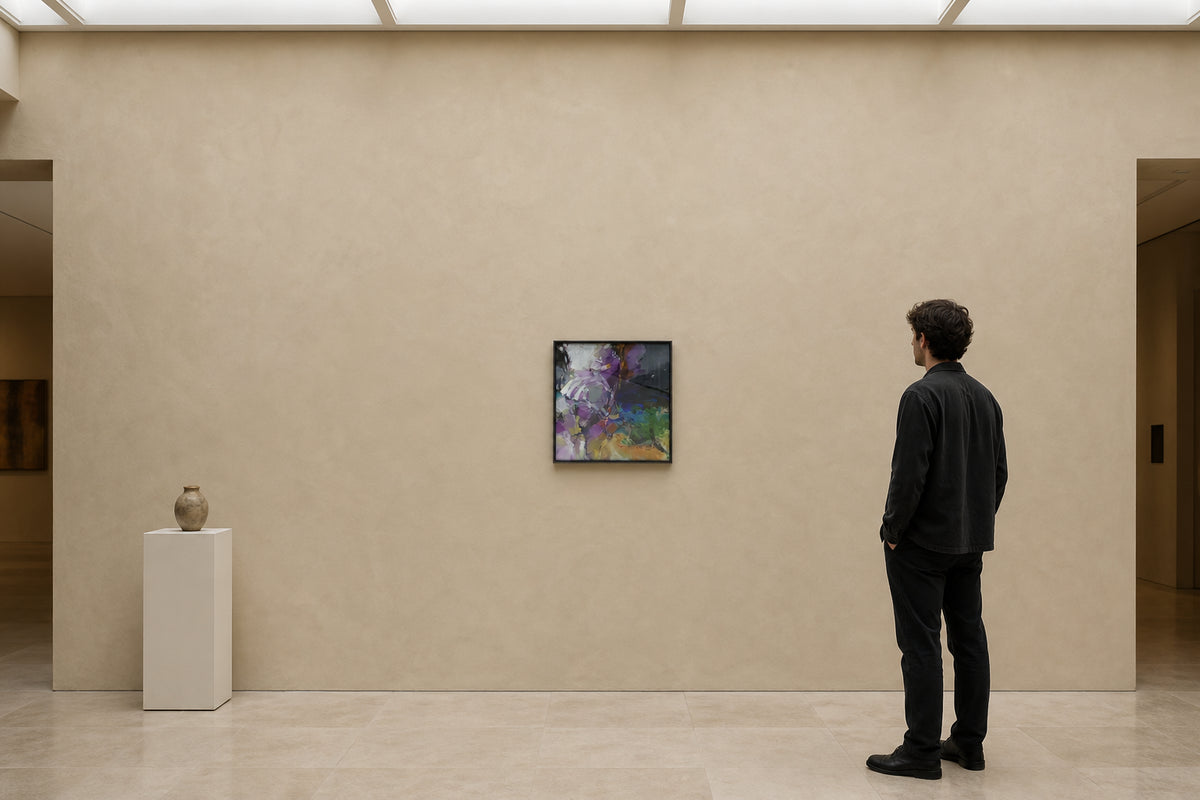 Abstract Figure in Purple and Green - shown to scale