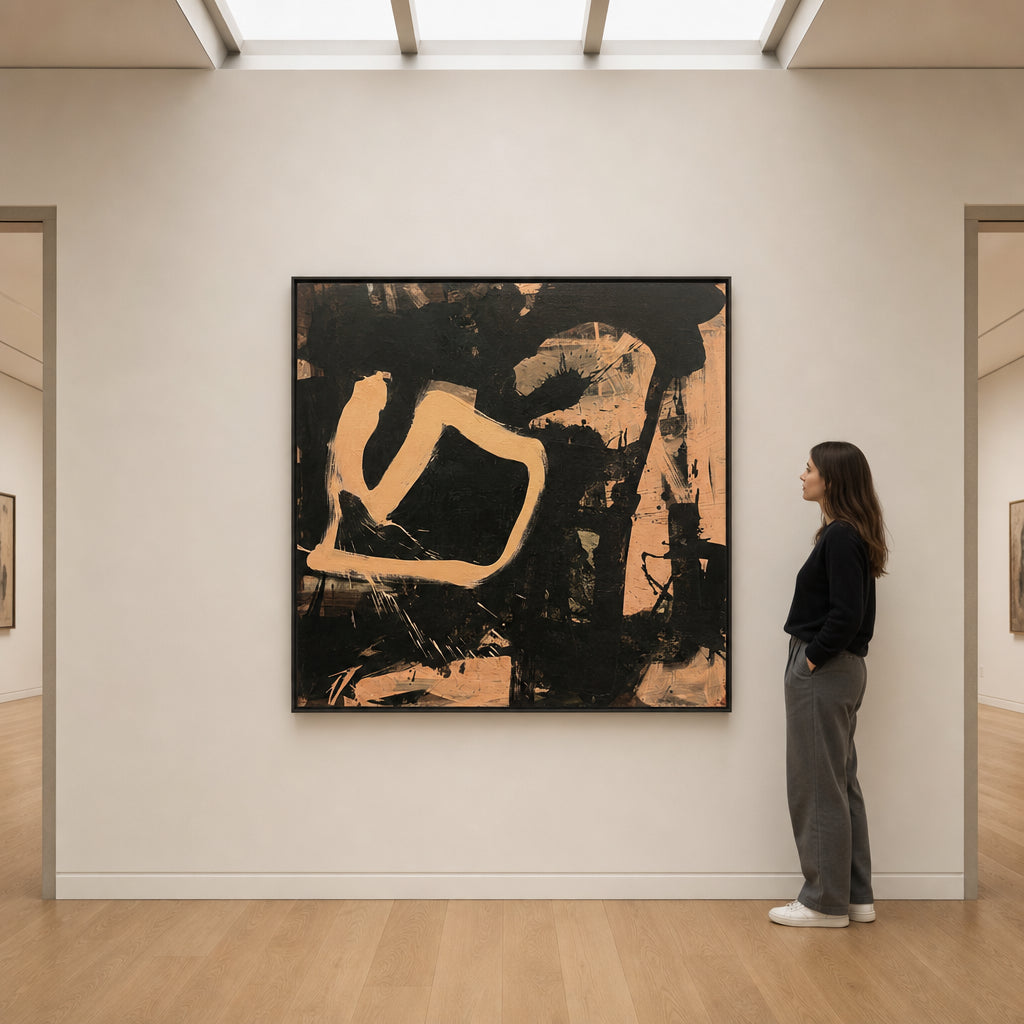 Black and Cream Abstract Gestural Forms - shown to scale