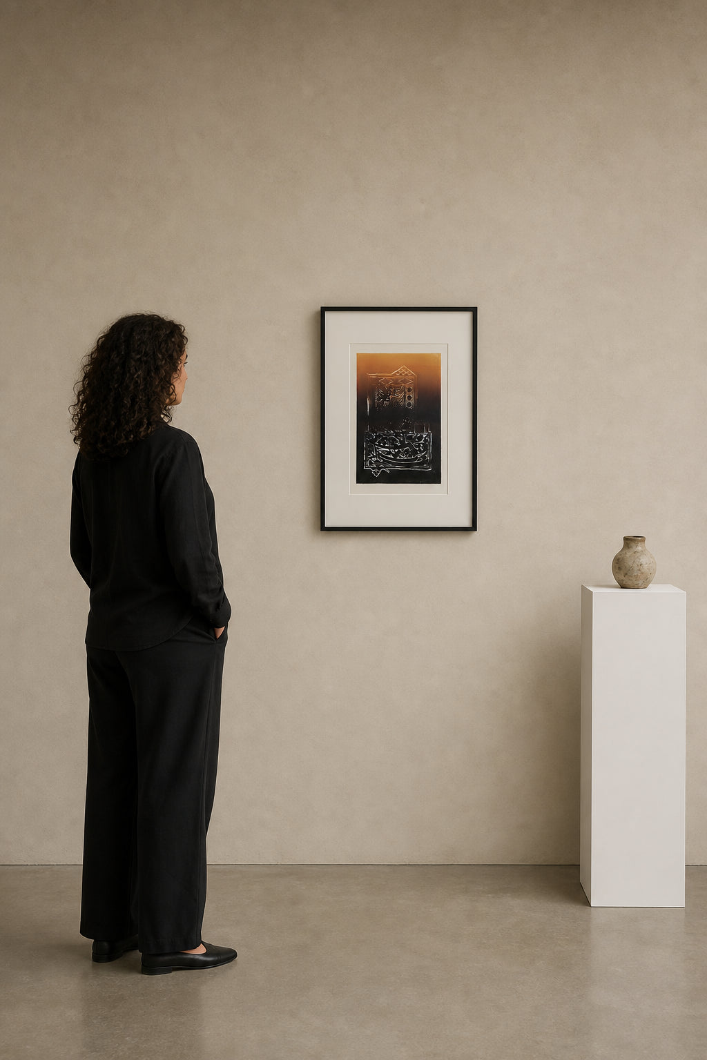 Arabic Calligraphy Geometric Architectural Print - shown to scale