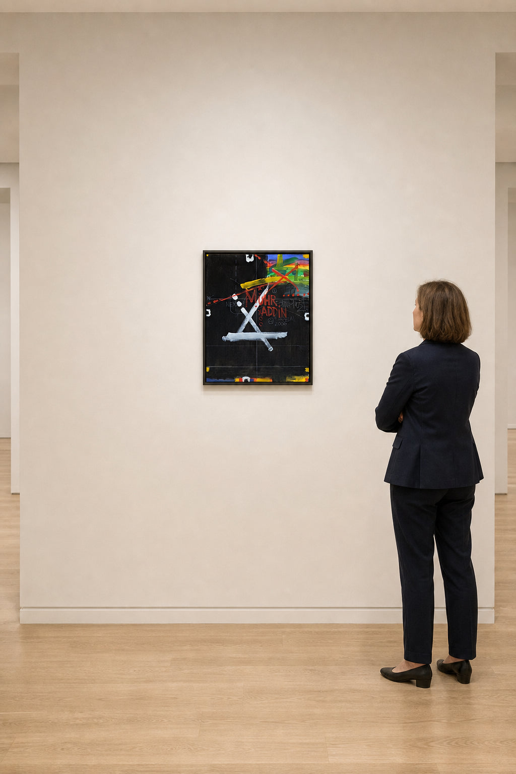 Abstract Crosses and Text on Black - shown to scale