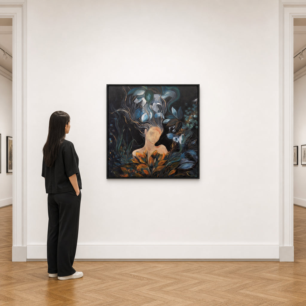 Faceless Woman Surrounded by Flowers - shown to scale