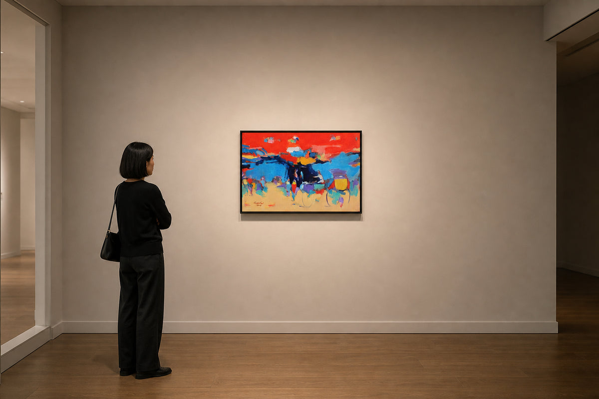 Colorful Abstract Figures in Crowd Scene - shown to scale