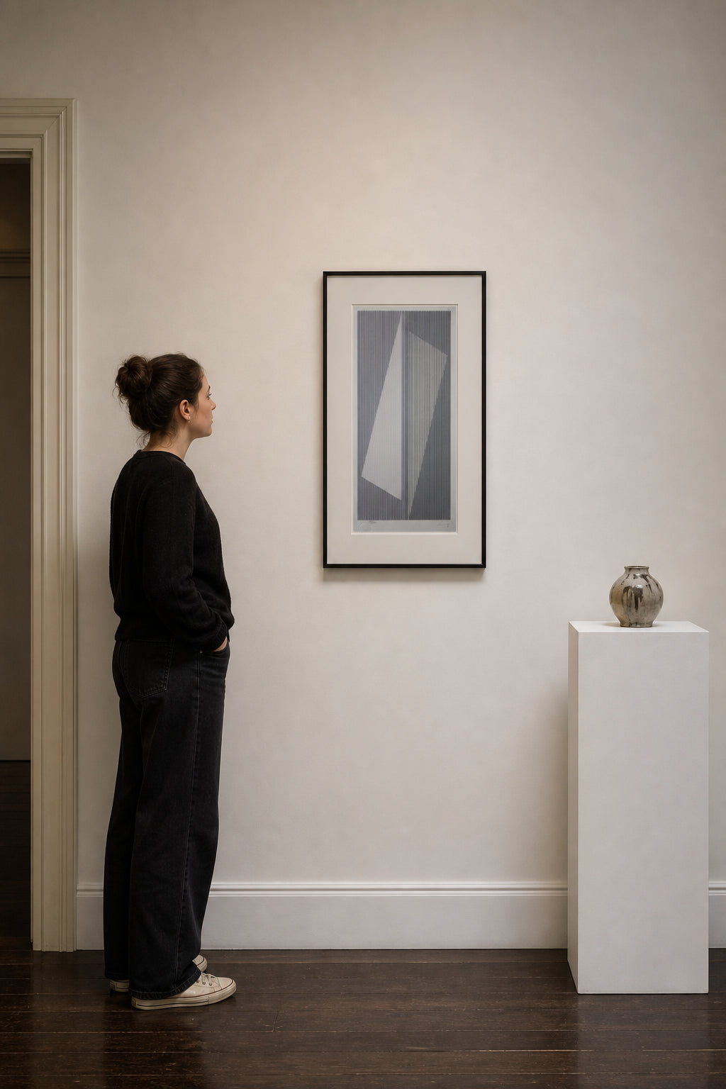 Abstract Geometric Forms with Vertical Lines - shown to scale