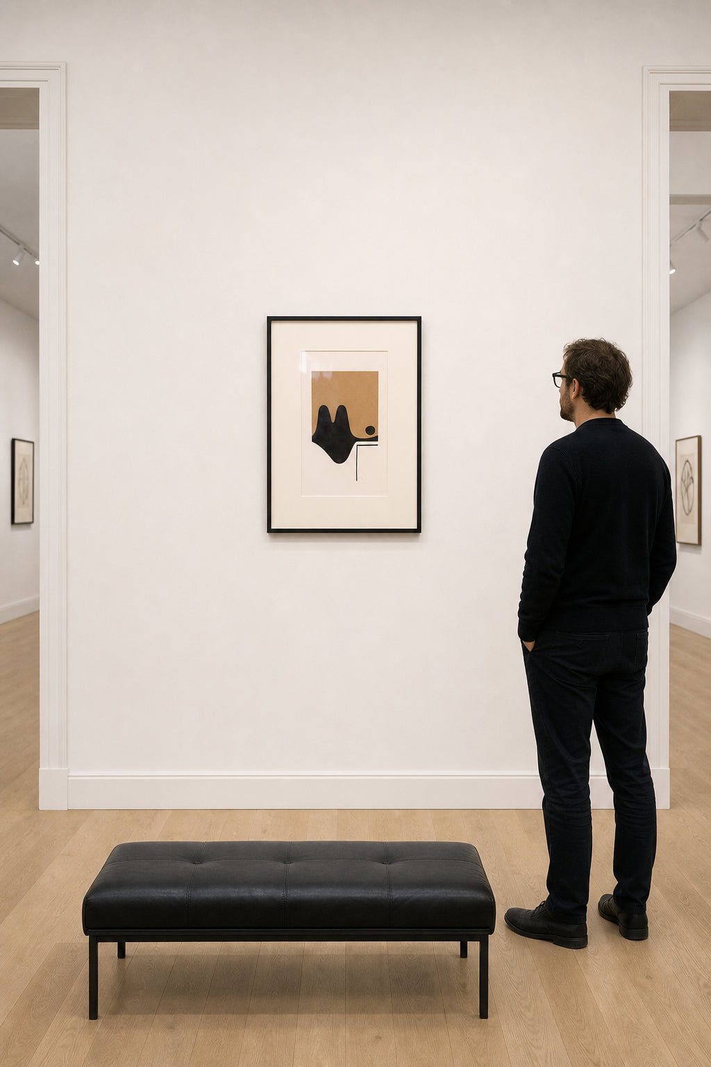 Black Abstract Form on Brown Field - shown to scale