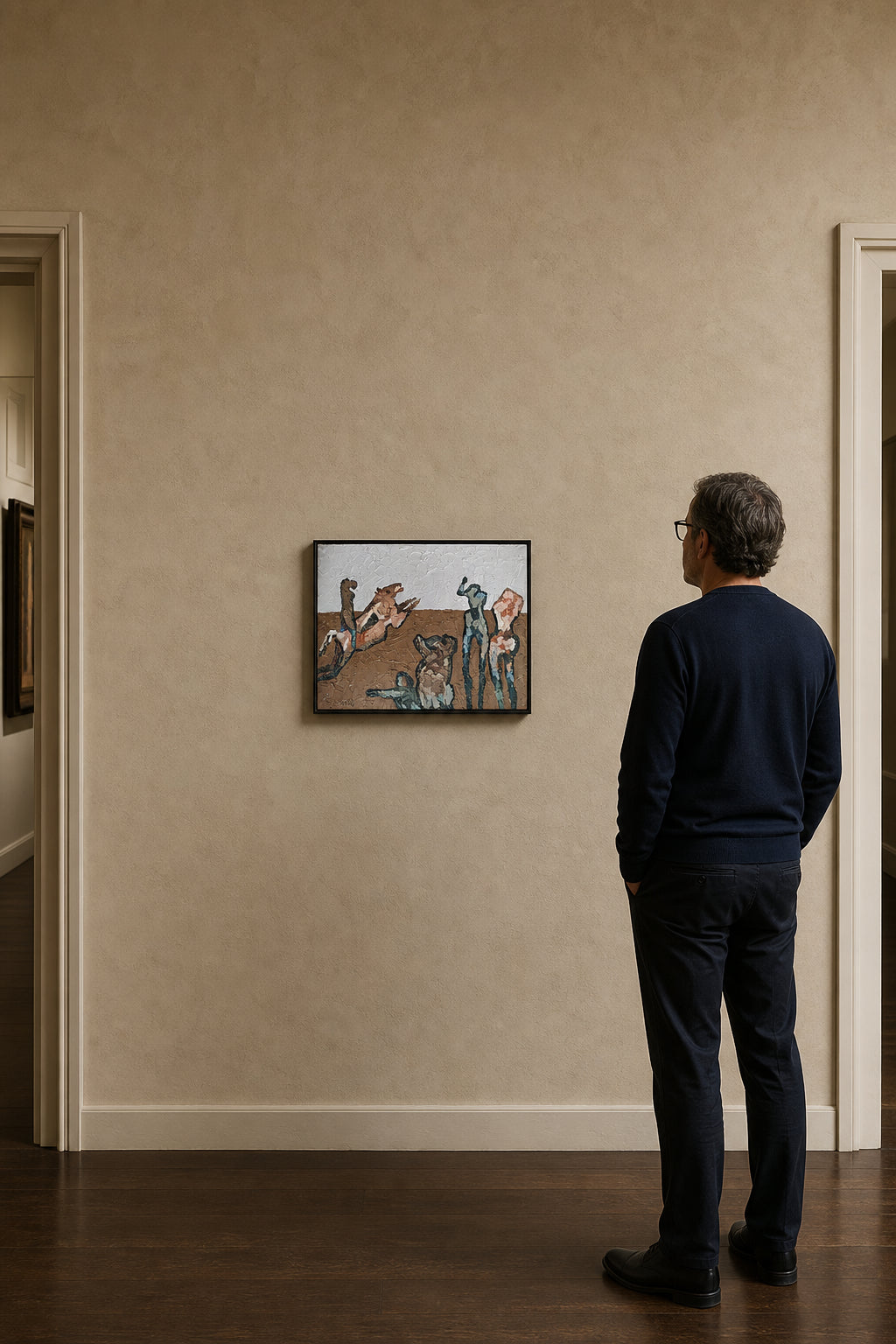 Figures and Horses in Desert - shown to scale