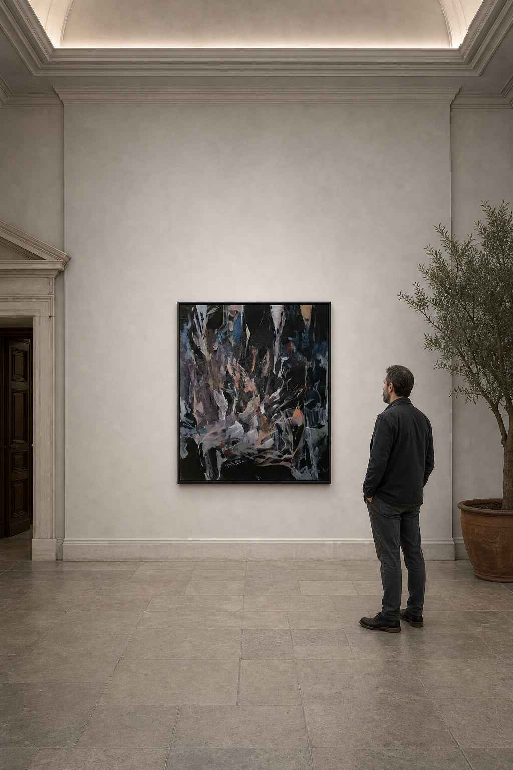 Dark Abstract Forms on Black - shown to scale