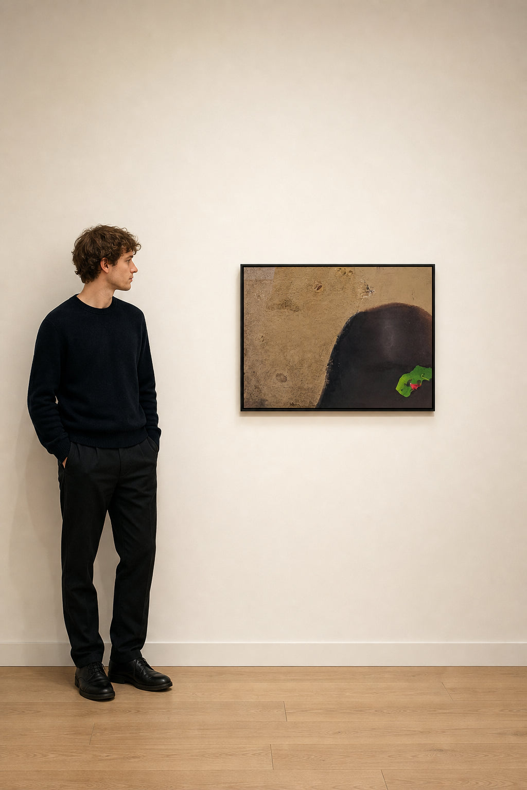 Dark Circle with Green Leaf and Flower - shown to scale