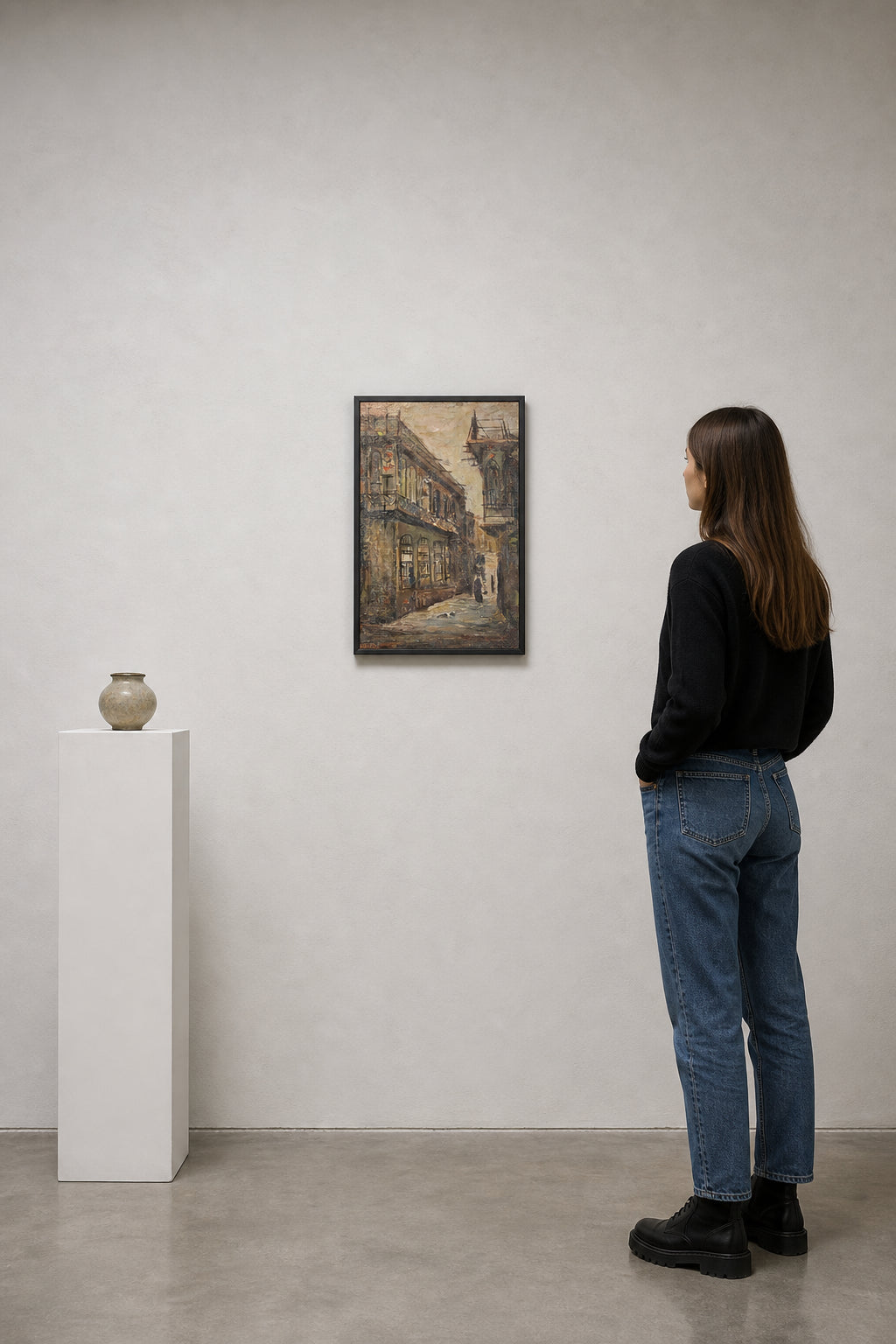 Old City Street with Figures - shown to scale