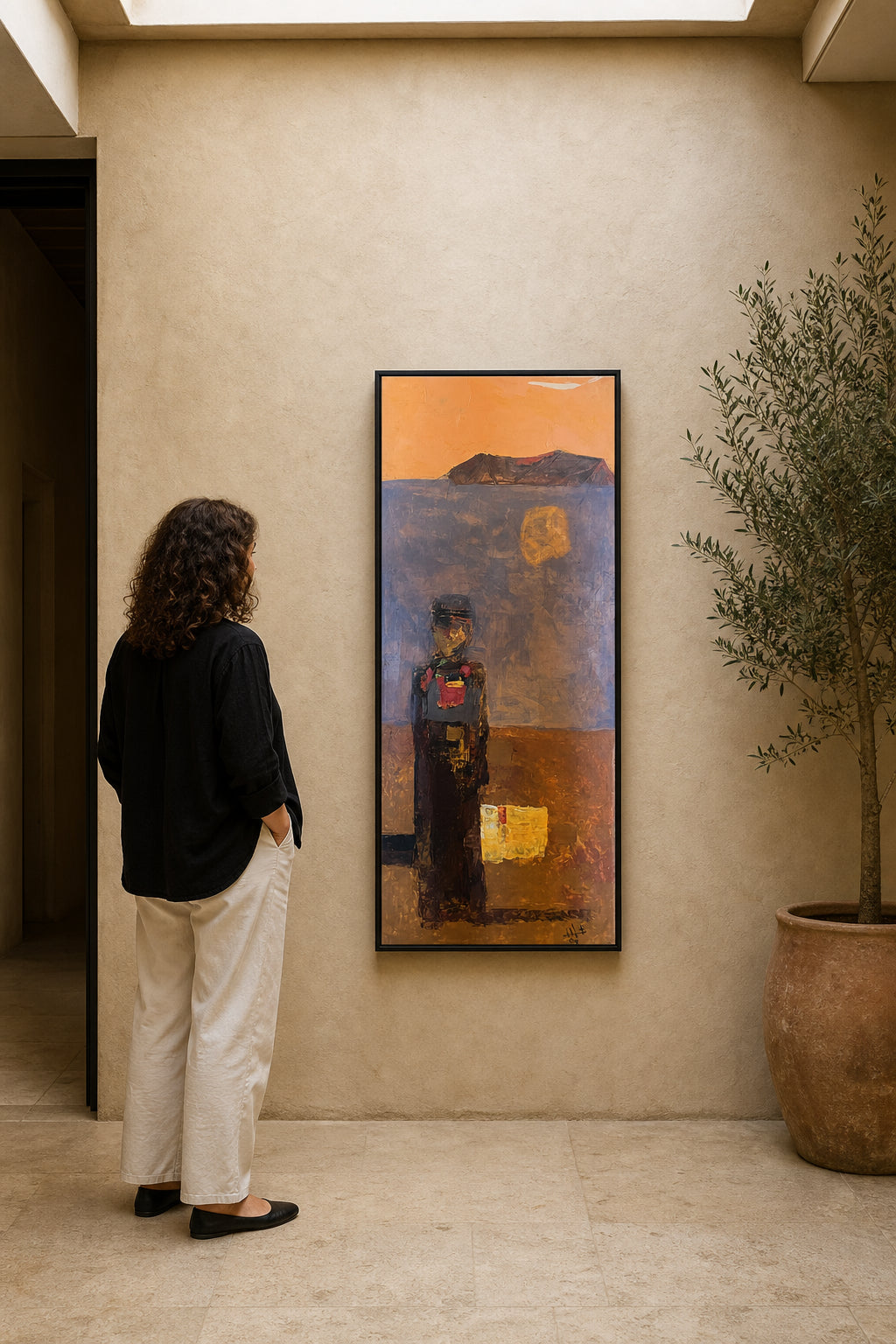 Solitary Figure in Abstract Landscape - shown to scale