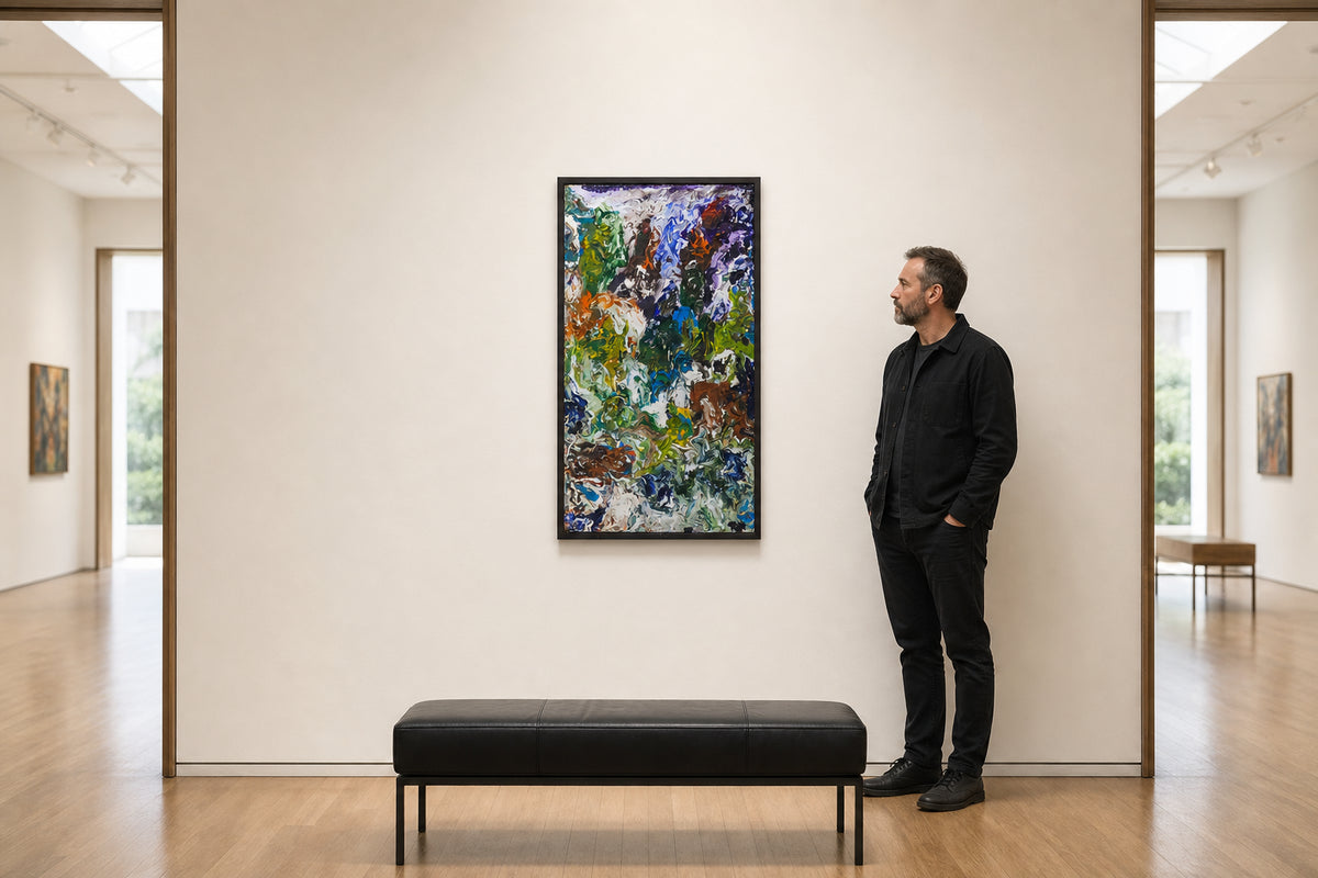 Vivid Abstract Swirls of Mixed Colours - shown to scale
