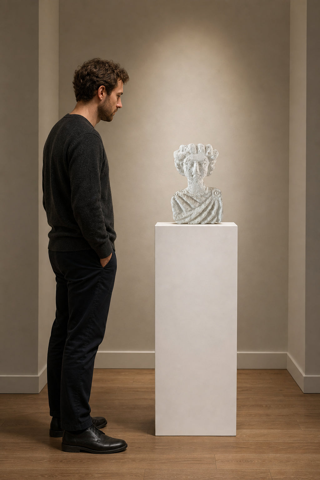 Classical Male Bust Sculpture - shown to scale