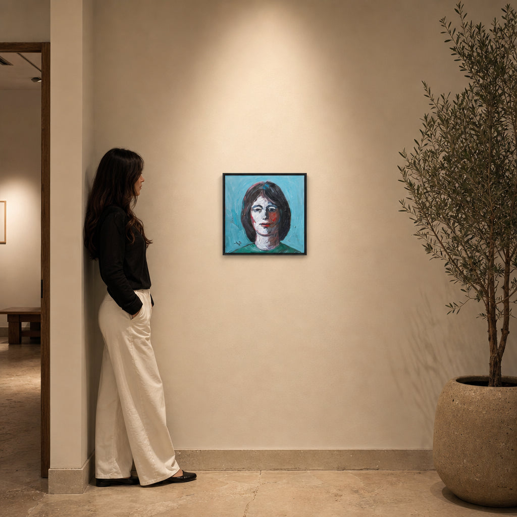Portrait of a Woman With Dark Hair - shown to scale