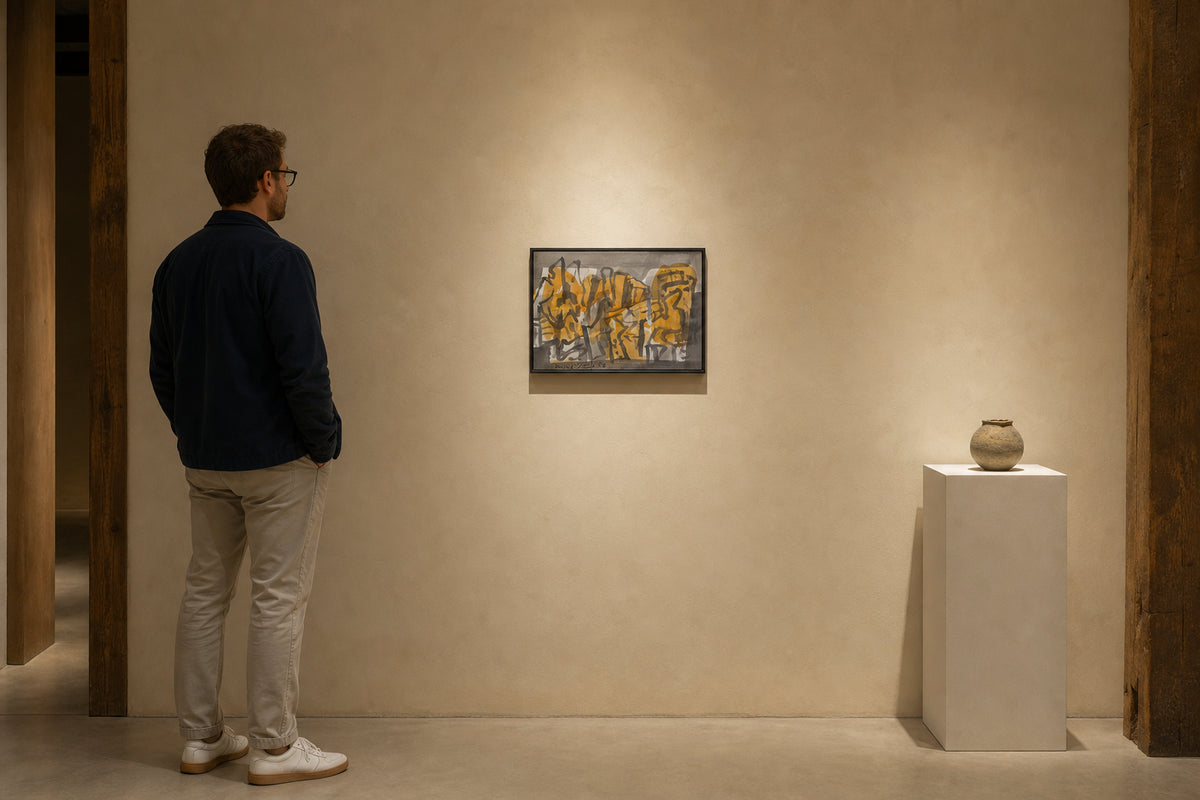 Abstract Figures in Orange and Grey - shown to scale