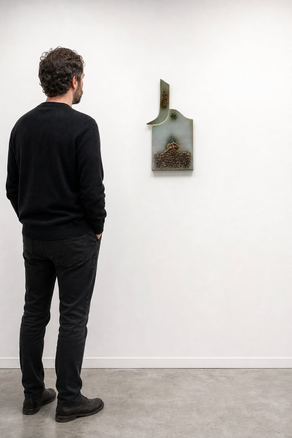 Ceramic Sculpture with Arabic Calligraphy Relief - shown to scale