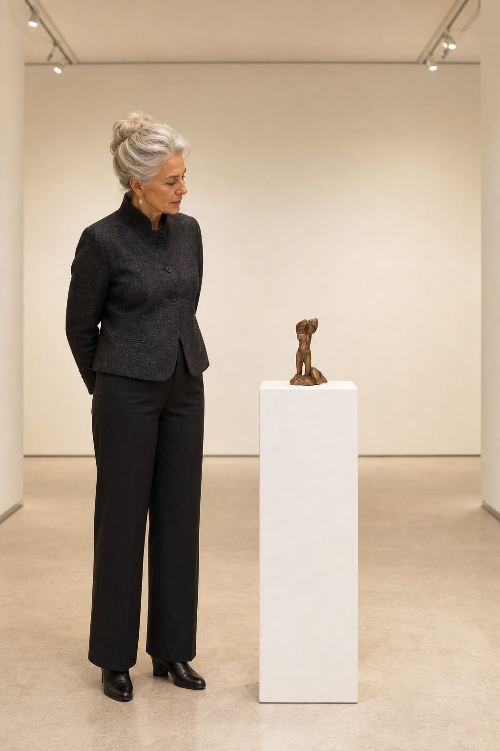 Abstract Female Figure with Leaf Head - shown to scale