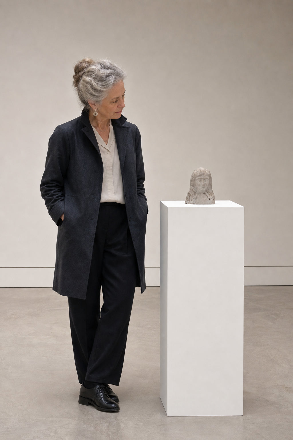 Woman Bust Sculpture with Headscarf - shown to scale