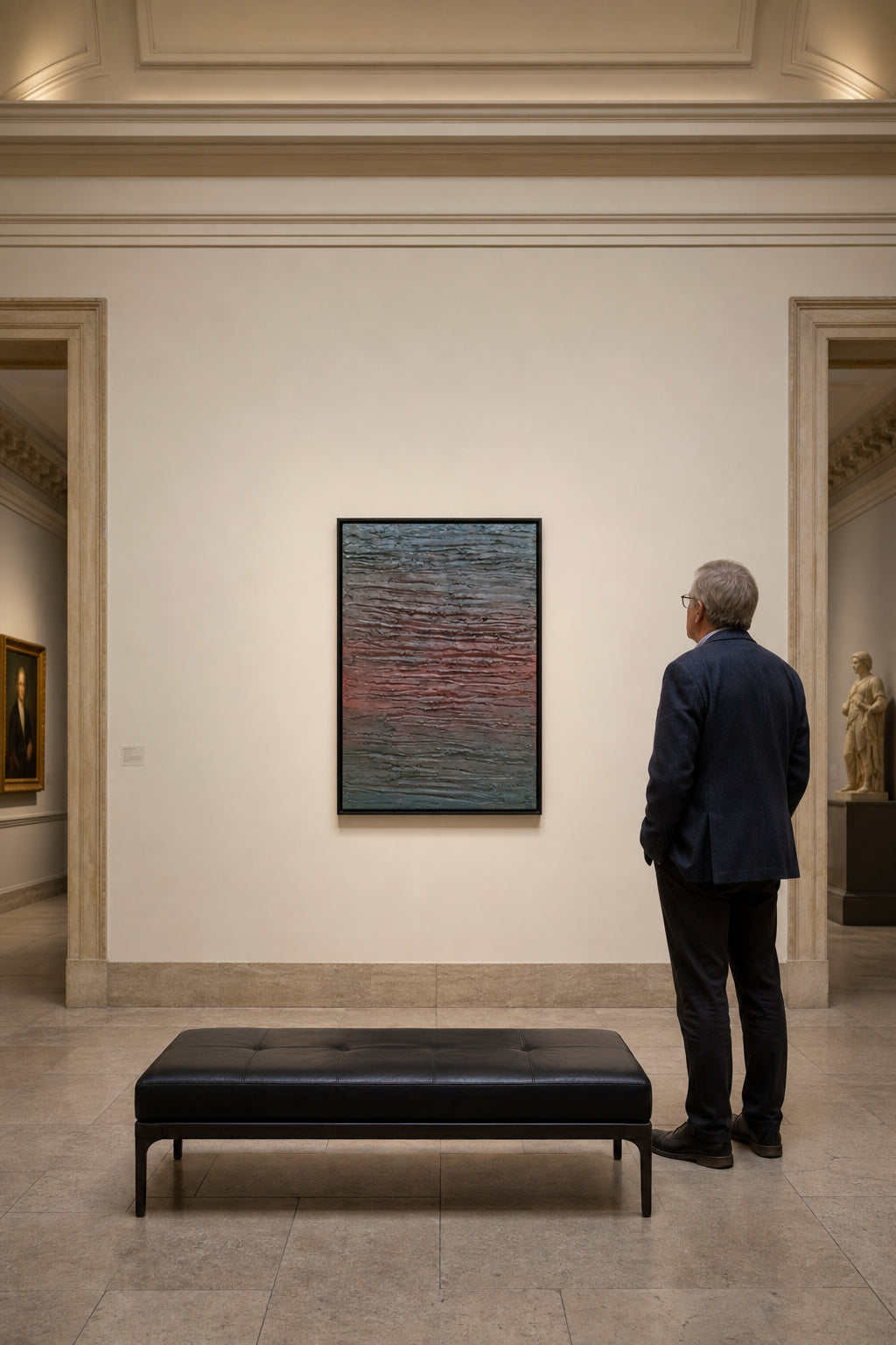 Textured Red and Grey Abstract Layers - shown to scale