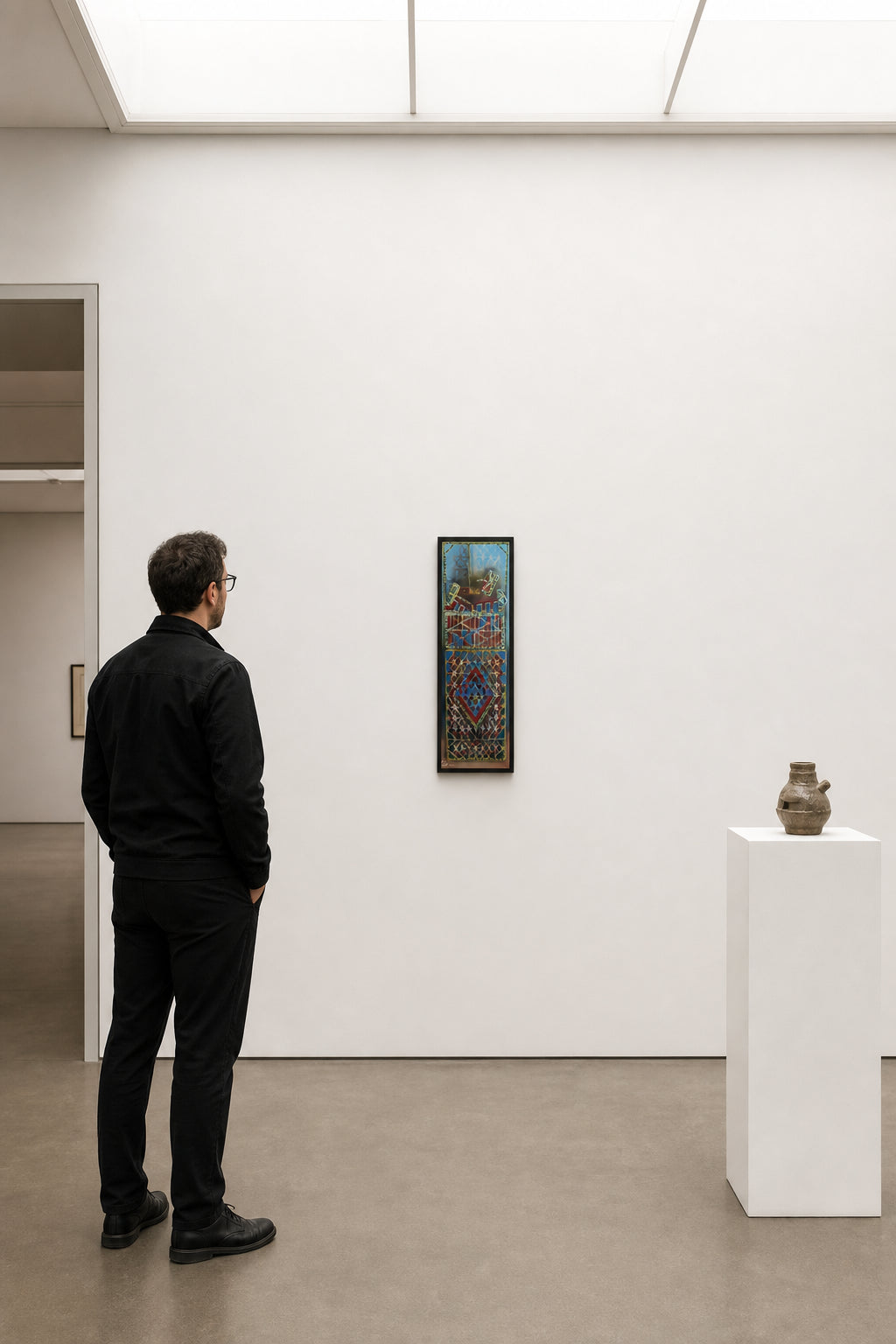 Geometric Patterned Panels with Furniture - shown to scale